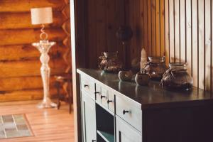 a counter with jars on it in a room at Vila Termal in Veľký Meder