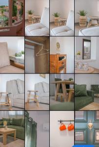 a collage of photos of furniture and tables at Casa Selimi in Ulcinj