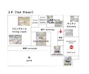 een schermafdruk van een diagram van een kamer bij SNOOPYと過ごす一棟貸しの宿 ーacchicocchi hideoutー in Fukushima