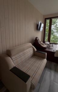 sala de estar con sofá y ventana en Obriyslavsko, en Slavske