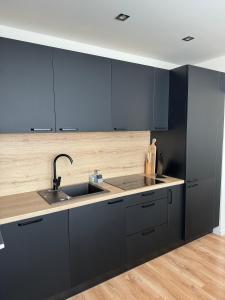 Dapur atau dapur kecil di Modern Central Apartment