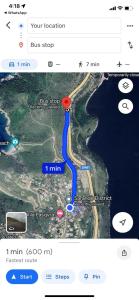 Capture d'écran d'une carte Google avec un marqueur rouge dans l'établissement Villas Ermali, à Ksamil