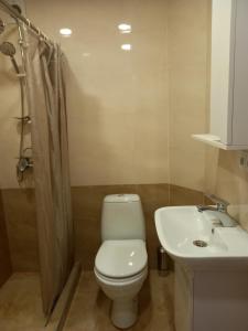 a bathroom with a toilet and a sink at Elos-Home in Tbilisi City