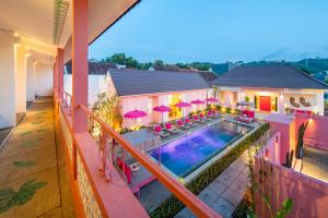 an overhead view of a house with a swimming pool at PinkPrivate Balangan - for Cool Adults Only in Jimbaran