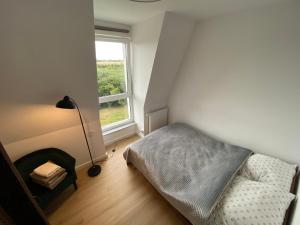 1 dormitorio con cama y ventana en Apartament Zielony Widok, en Pruszcz Gdański