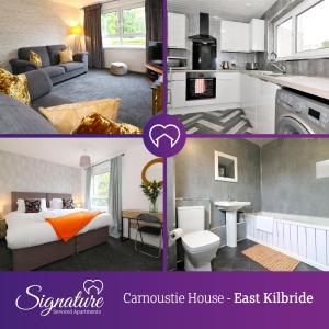 un collage de deux photos d'une pièce dans l'établissement Signature - Carnoustie House, à East Kilbride