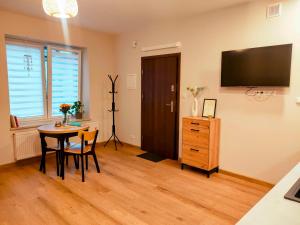 TV tai viihdekeskus majoituspaikassa Apartament PLAC KAZIMIERZA WIELKIEGO 5