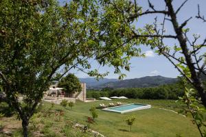 un jardín con piscina en el césped en Quinta do Outeiro 1598, en Ponte da Barca