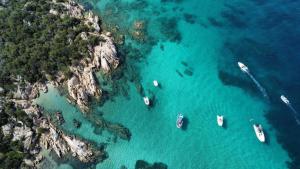 eine Übersicht über eine Gruppe von Booten im Wasser in der Unterkunft Case Vacanze Villa Rosita in San Teodoro