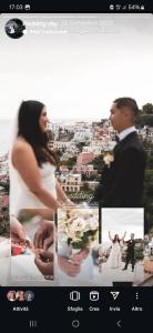 un collage de photos d'une mariée et d'un marié dans l'établissement Casa Tutti Frutti, à Positano