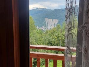 una finestra con vista sulle montagne di Villa Gold a Jaremče