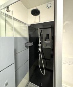 a shower with a glass door in a bathroom at Résidence Sainte Cécile in Thionville