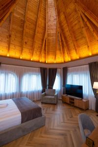 a bedroom with a bed and a television in a room at Boutique Hotel Vila 101 in Tirana