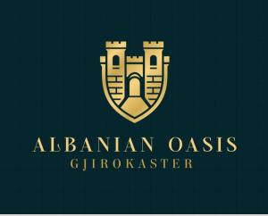 En logo, et sertifikat eller et firmaskilt på Albanian Oasis