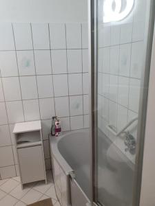 Ένα μπάνιο στο Gemütliche 3-Zimmer-Wohnung mit TG-Stellplatz - Top-Lage in Karlsruhe