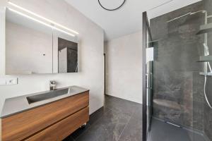 ein Bad mit einem Waschbecken und einer Dusche in der Unterkunft Villa66 Private suite 3 in Livange