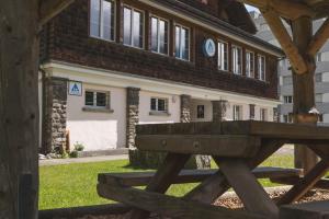 A garden outside Engelberg Youth Hostel