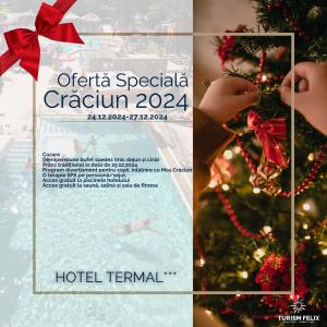 Un folleto para un programa de vacaciones con un árbol de Navidad en Hotel Termal, en Băile Felix