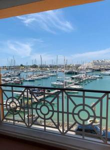 a view of a marina with boats in the water at T1 Vista Marina de Vilamoura in Vilamoura