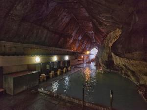 una gran piscina de agua en una cueva en Hotel Urashima, en Katsuura