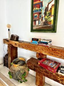 A seating area at Pachamama Hostel Cartagena