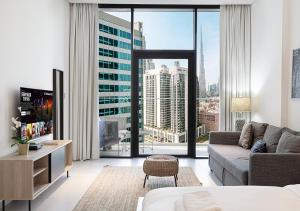 Khu vực ghế ngồi tại Luxury Studios with Burj Khalifa or Canal View in Downtown - Marquise Square Tower