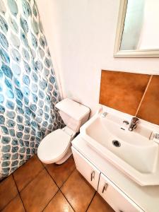 a bathroom with a toilet and a sink at Habitacion y Baño Privado in La Serena