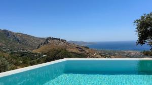 - une piscine avec vue sur l'océan dans l'établissement Drys Villas Mekoynida, à Karistos