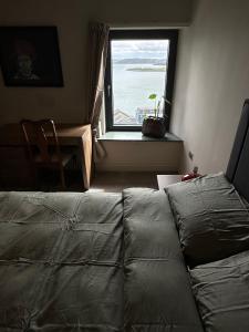 1 dormitorio con 1 cama frente a una ventana en Westways House, en Cobh