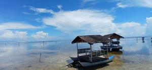 um barco com um telhado sobre a água em Kerusso Haven em Puerto Princesa