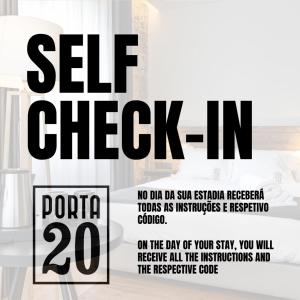 un poster per un evento di check-in automatico di Porta 20 Boutique Guesthouse a Leiria