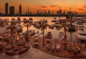 un port de plaisance avec des bateaux dans l'eau et une ville dans l'établissement Park Hyatt Dubai, à Dubaï