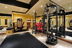 un gimnasio con equipo cardiovascular en una habitación de hotel en Grand Hotel Huis ter Duin, en Noordwijk aan Zee