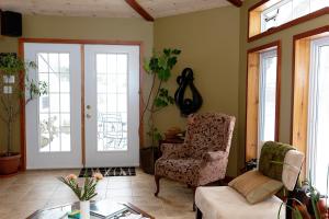 A seating area at Rustic Farmhouse in Gaspereau Valley Wine Country!