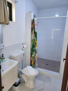 een badkamer met een toilet en een douche bij Fugalei Motel in Apia