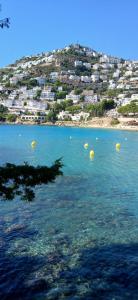 a large body of water with a city in the background at Appartement Almadrava Roses in Roses