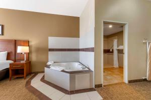 ein Hotelzimmer mit einer Badewanne und einem Schlafzimmer in der Unterkunft Comfort Inn & Suites Porter near Indiana Dunes in Porter