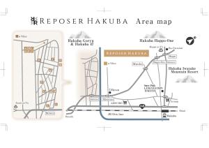 白馬村にあるルポゼ白馬の回復ハルーダ地図の模式図