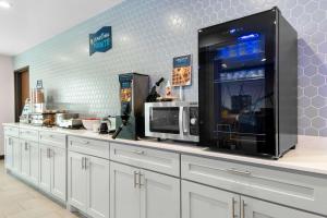 una cucina con bancone, forno a microonde ed elettrodomestici di Clarion Pointe a Fort Worth