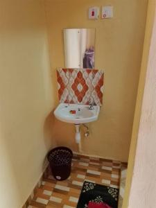 a bathroom with a sink and a mirror at EUGENE HOMES Guest House in Gilgil