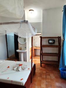 HOMELAND SWAHILI LODGE Nungwi Backpacker Apartments BUDGET房間的床