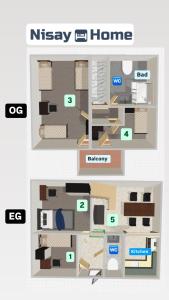 uma planta de uma casa com as palavras necessárias casa em Nisay Home - City House - Central Location - 5 Rooms em Ludwigsburg