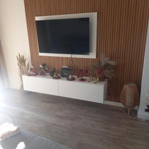 salon z telewizorem na ścianie w obiekcie Apartman Prodan w mieście Sombor