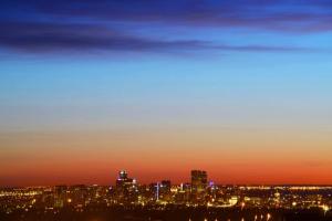 a view of a city skyline at night at Sheraton Denver West Hotel in Lakewood