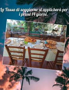 a table with food on it with a palm tree at Bed & Breakfast Paui in Càbras