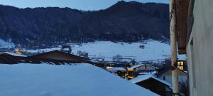 vista su una città con tetti coperti da neve di Hotel Svanseti a Mestia