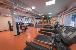 een fitnessruimte met rijen loopbanden en crosstrainers bij Hotel Biathlon Sport & Spa in Szklarska Poręba