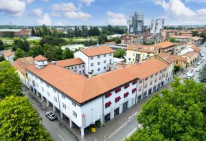 an overhead view of a building with an orange roof at Best Western Plus Borgolecco Hotel in Arcore