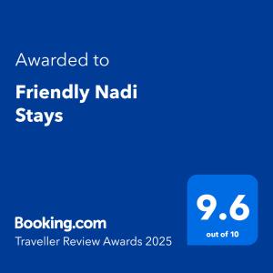 ใบรับรอง รางวัล เครื่องหมาย หรือเอกสารอื่น ๆ ที่จัดแสดงไว้ที่ Friendly Nadi Stays