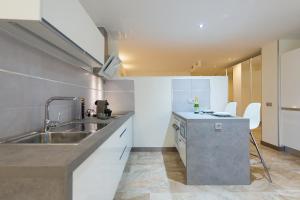 cocina con fregadero y encimera en Suites Garden Loft Picasso, en Las Palmas de Gran Canaria